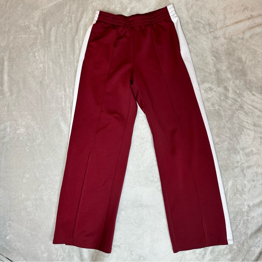 Sincerely Jules Maroon & White Side Stripe Pintuck Track Pants Sz M Sporty Chic - Picture 3 of 6